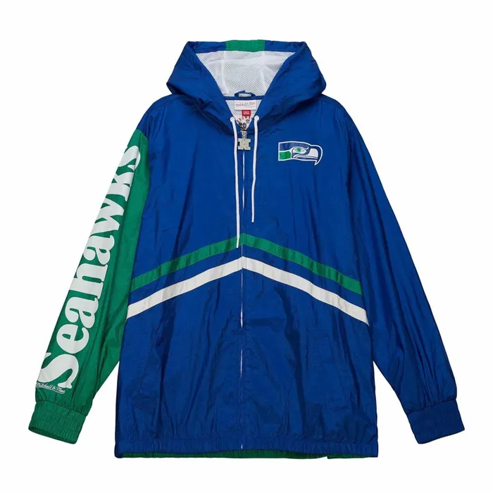 Men039s Jackets and Outerwear Mitchell and Ness Undeniable Full Zip Windbreaker Seattle Seahawks