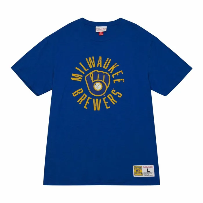 Men039s MLB Mitchell and Ness Legendary Slub SS Tee Milwaukee Brewers