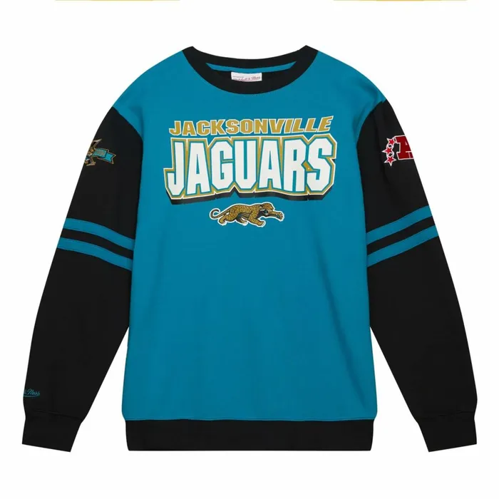Men039s NFL Mitchell and Ness All Over Crew 20 Tee Jacksonville Jaguars