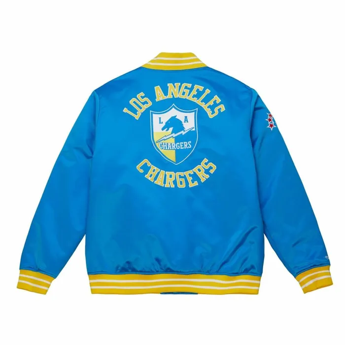 Men039s NFL Mitchell and Ness Heavyweight Satin Jacket Los Angeles Chargers Men039s NFL Mitchell and Ness Heavyweight Satin Jacket Los Angeles Chargers