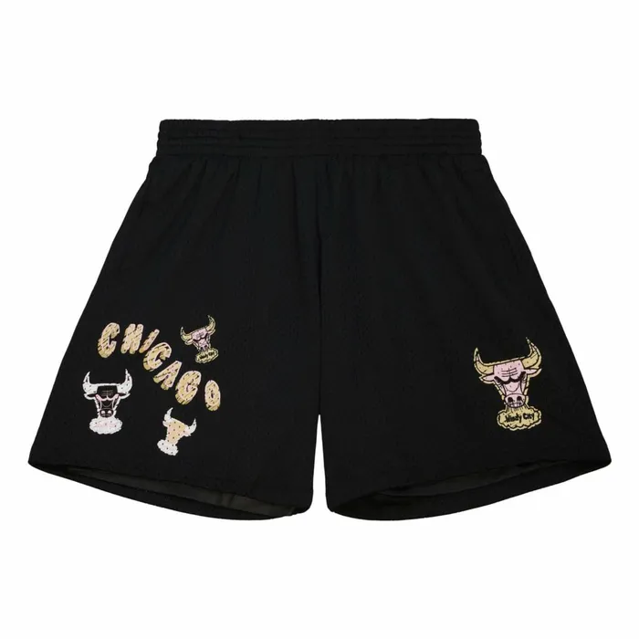 Men039s Shorts Mitchell and Ness Sidewalk Sketch Shorts HWC Chicago Bulls