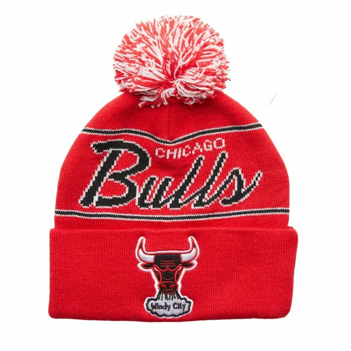 Men039sWomen039s Knit 154 Styles Mitchell and Ness Script Pom Beanie HWC Chicago Bulls Men039sWomen039s Knit 154 Styles Mitchell and Ness Script Pom Beanie HWC Chicago Bulls