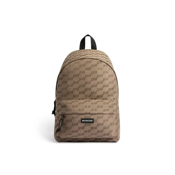 Men Backpacks Balenciaga Signature Medium Backpack Bb Monogram Jacquard Canvas In Beige Men Backpacks Balenciaga Signature Medium Backpack Bb Monogram Jacquard Canvas In Beige
