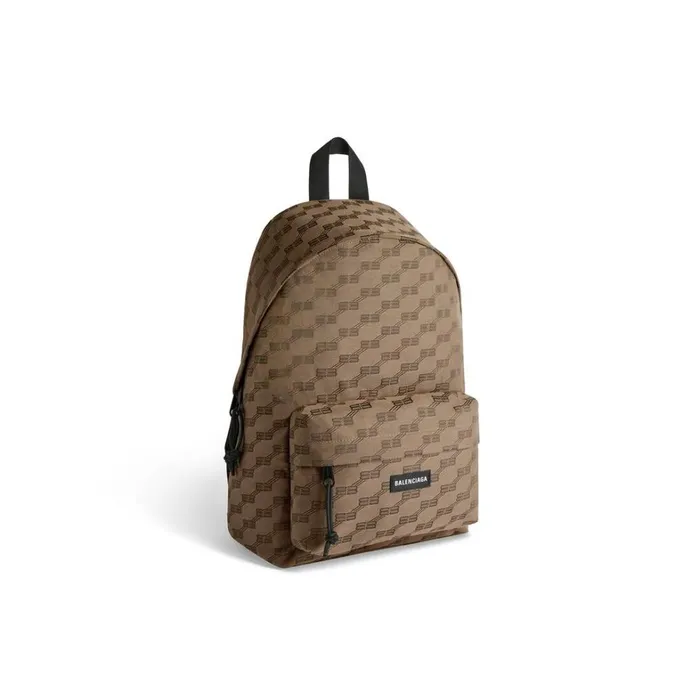 Men Backpacks Balenciaga Signature Medium Backpack Bb Monogram Jacquard Canvas In Beige