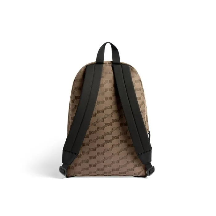 Men Backpacks Balenciaga Signature Medium Backpack Bb Monogram Jacquard Canvas In Beige