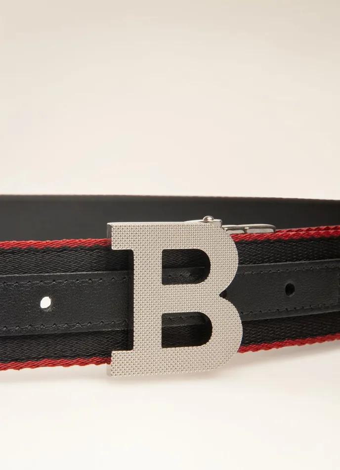 Men Bally Belts B Buckle 8211 Synthetic Fabric 35mm Belt In Black