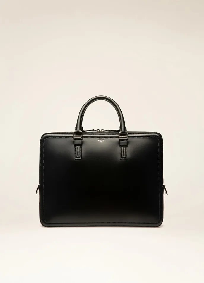 Men Bally Business Bags Sergy 8211 Leather Business Bag In Black