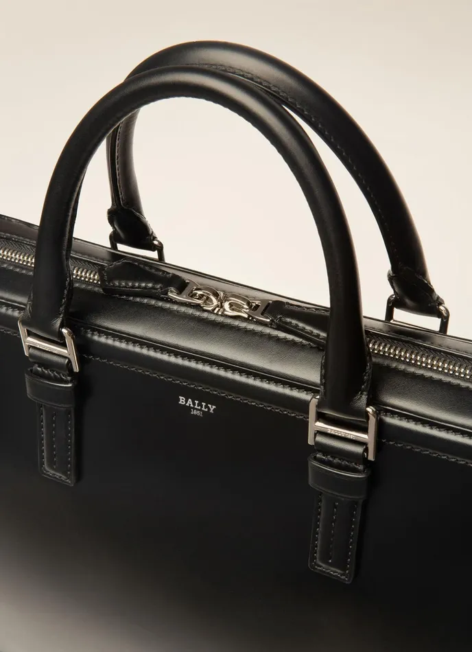 Men Bally Business Bags Sergy 8211 Leather Business Bag In Black