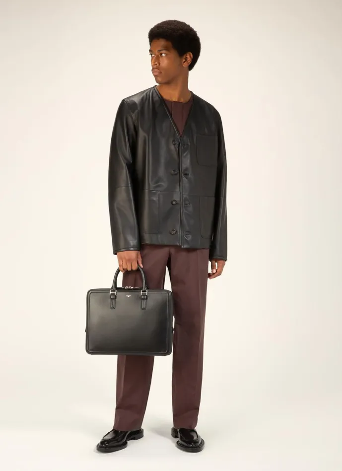 Men Bally Business Bags Sergy 8211 Leather Business Bag In Black