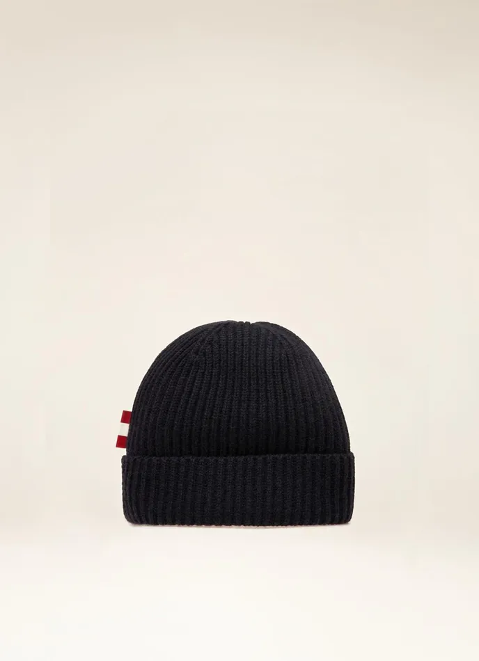 Men Bally Gloves And Hats Ribbed Beanie 8211 Cashmere Hat In Navy