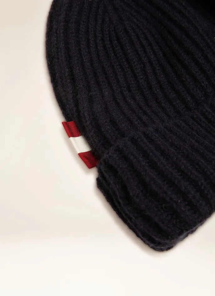 Men Bally Gloves And Hats Ribbed Beanie 8211 Cashmere Hat In Navy