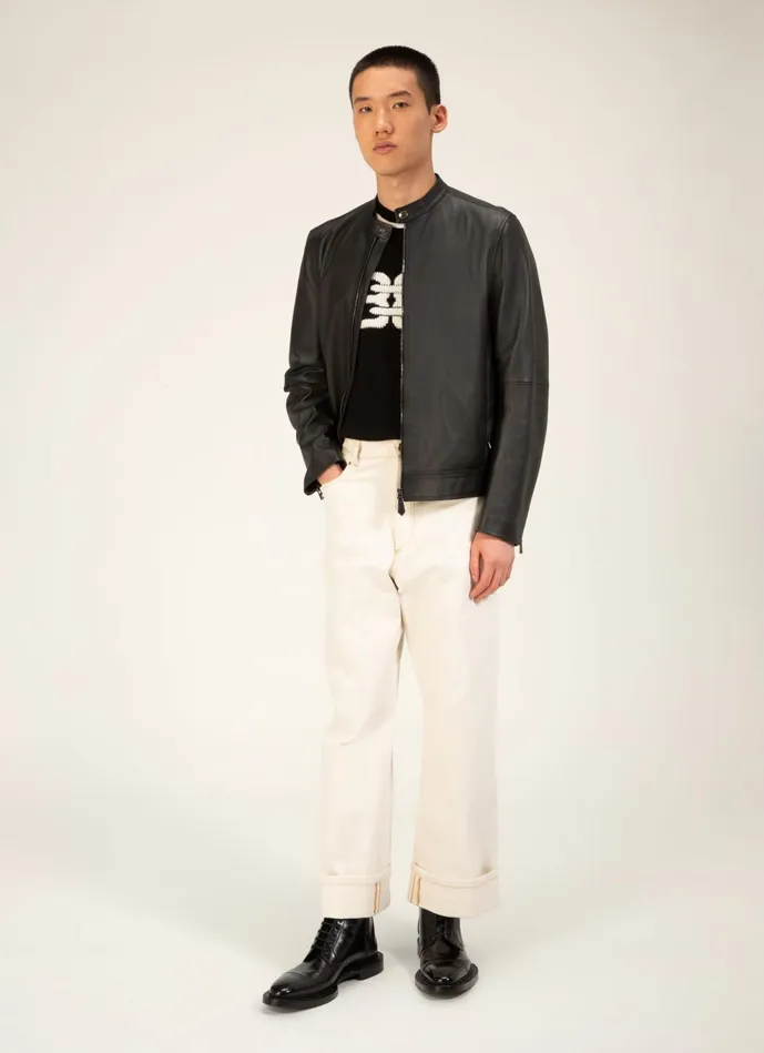 Men Bally Leather Biker Jacket 8211 Leather Outerwear In Black
