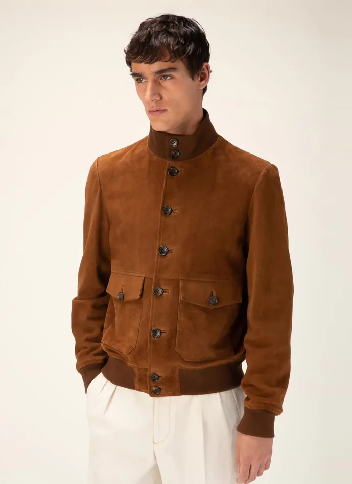 Men Bally Leather Bomber Jacket 8211 Suede Leather Outerwear In Brown