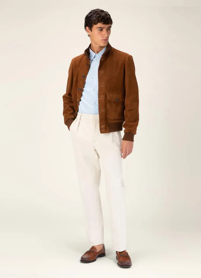 Men Bally Leather Bomber Jacket 8211 Suede Leather Outerwear In Brown