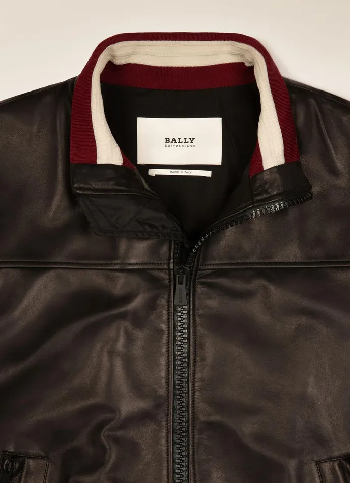 Men Bally Leather Leather Bomber Jacket 8211 Nappa Leather Outerwear In Black