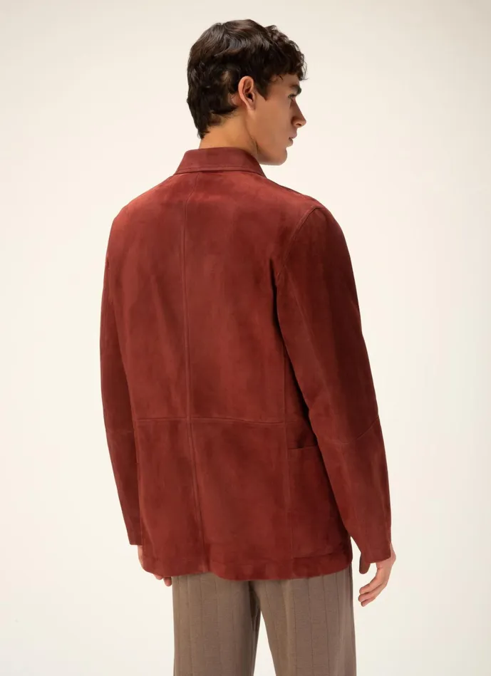 Men Bally Leather Suede Jacket 8211 Suede Outerwear In Heritage Red