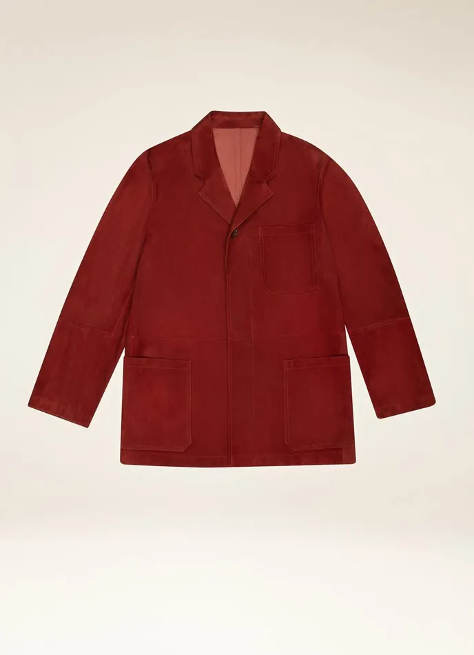 Men Bally Leather Suede Jacket 8211 Suede Outerwear In Heritage Red