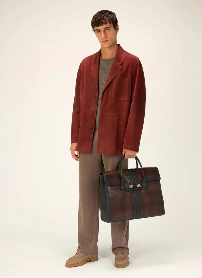 Men Bally Leather Suede Jacket 8211 Suede Outerwear In Heritage Red