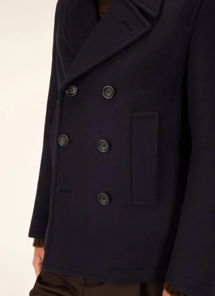 Men Bally Outerwear Pea Coat 8211 Virgin Wool Mix Outerwear In Navy