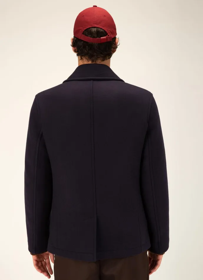 Men Bally Outerwear Pea Coat 8211 Virgin Wool Mix Outerwear In Navy