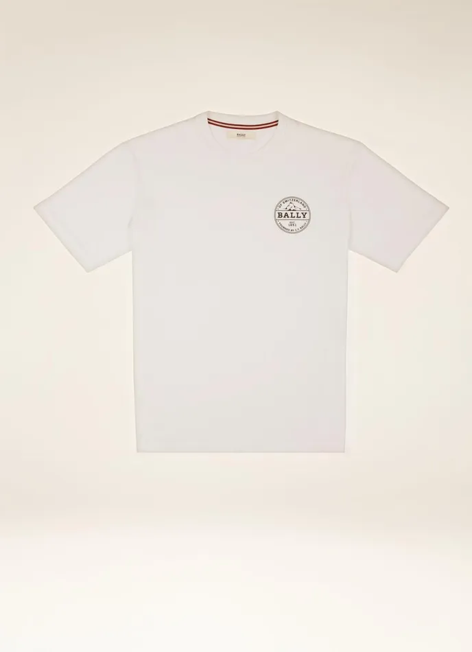 Men Bally Shirts And TShirts Bally Stamp TShirt 8211 Cotton Top In White