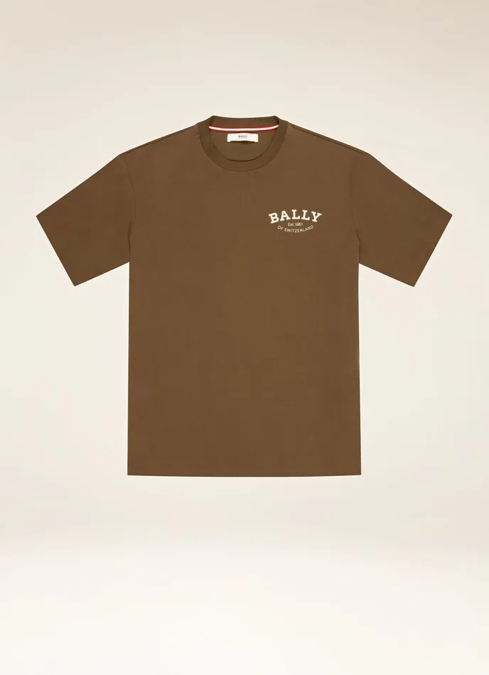 Men Bally Shirts And TShirts Logo TShirt 8211 Cotton Top In Moss Green