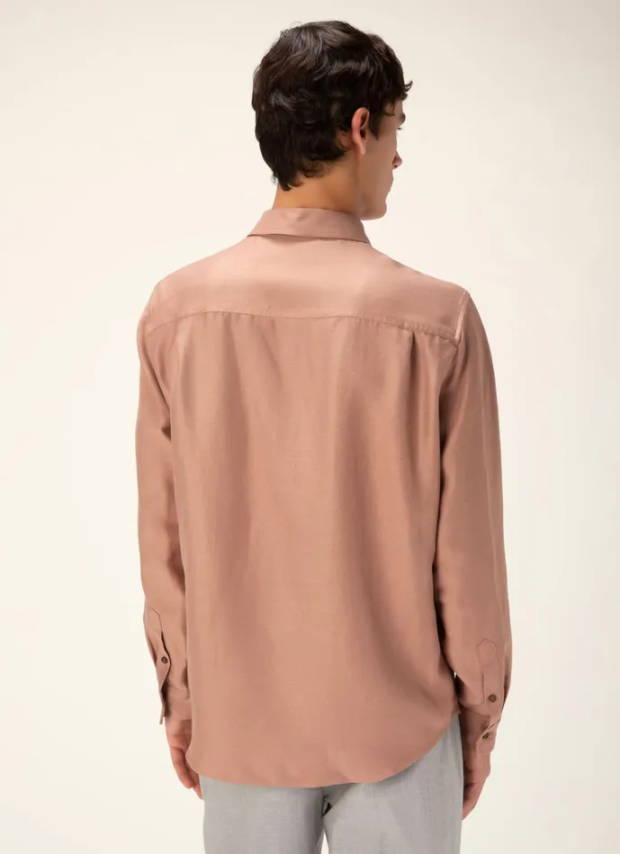 Men Bally Shirts And TShirts ZipUp Shirt 8211 Viscose and Linen Mix Shirt In Pink