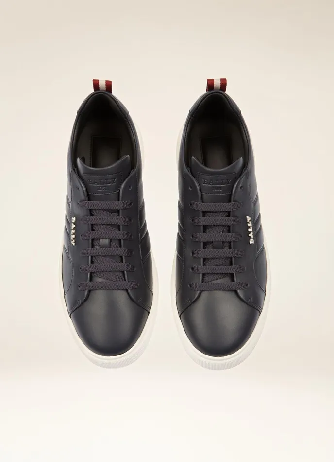 Men Bally Sneakers Maxim 8211 Leather Sneakers In Navy