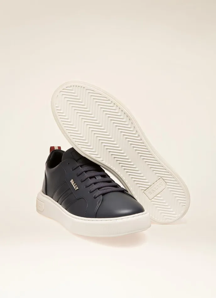 Men Bally Sneakers Maxim 8211 Leather Sneakers In Navy