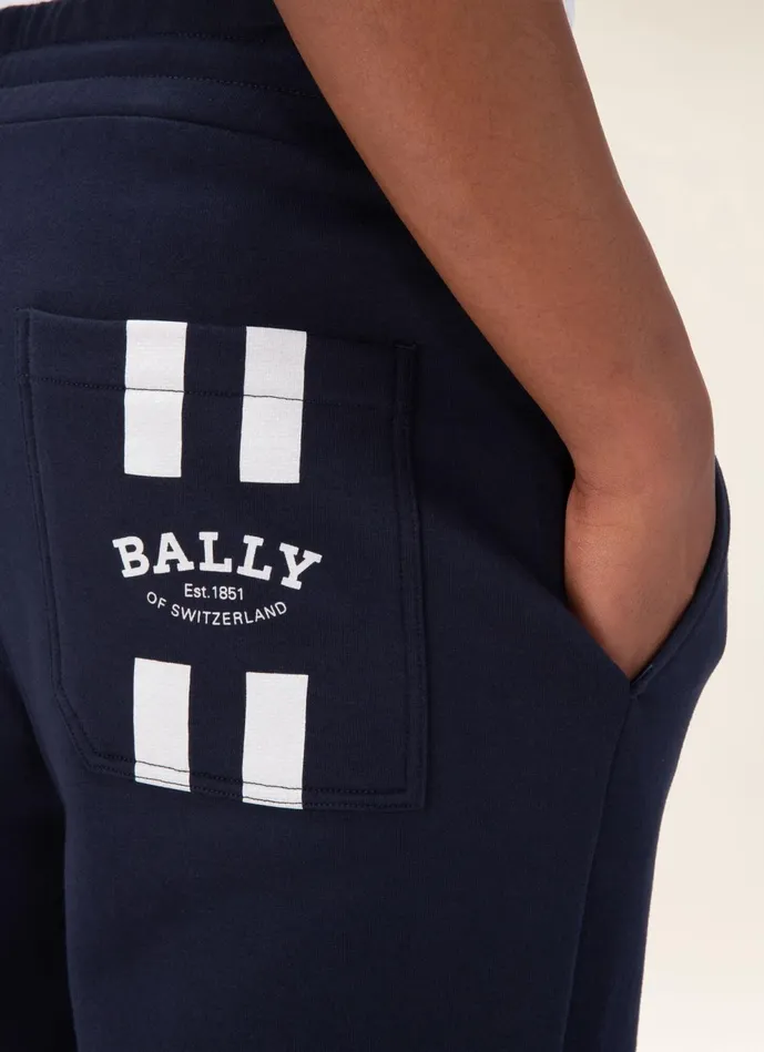 Men Bally Tracksuits Logo Sweatpants 8211 Mixed Cotton Bottoms In Black