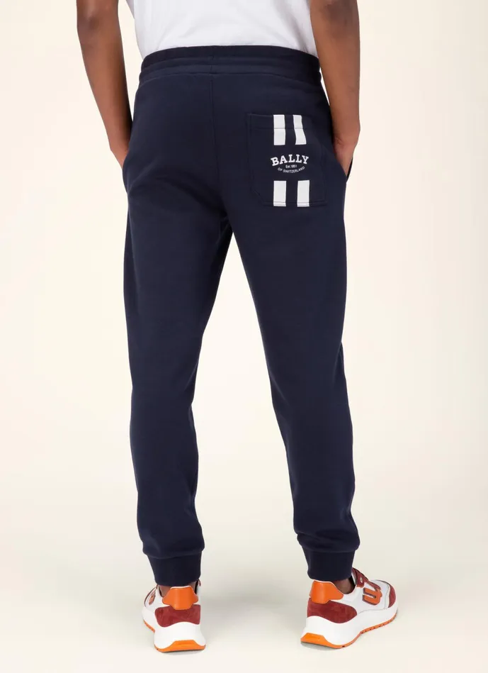 Men Bally Tracksuits Logo Sweatpants 8211 Mixed Cotton Bottoms In Black