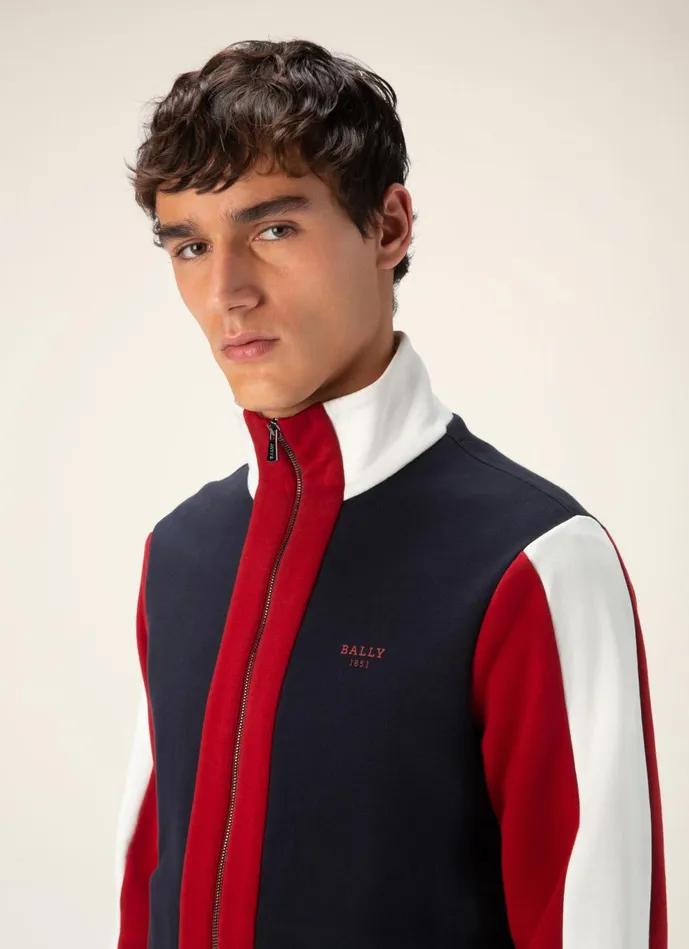 Men Bally Tracksuits Tracksuit Top 8211 Cotton Top In Navy and Bally Red