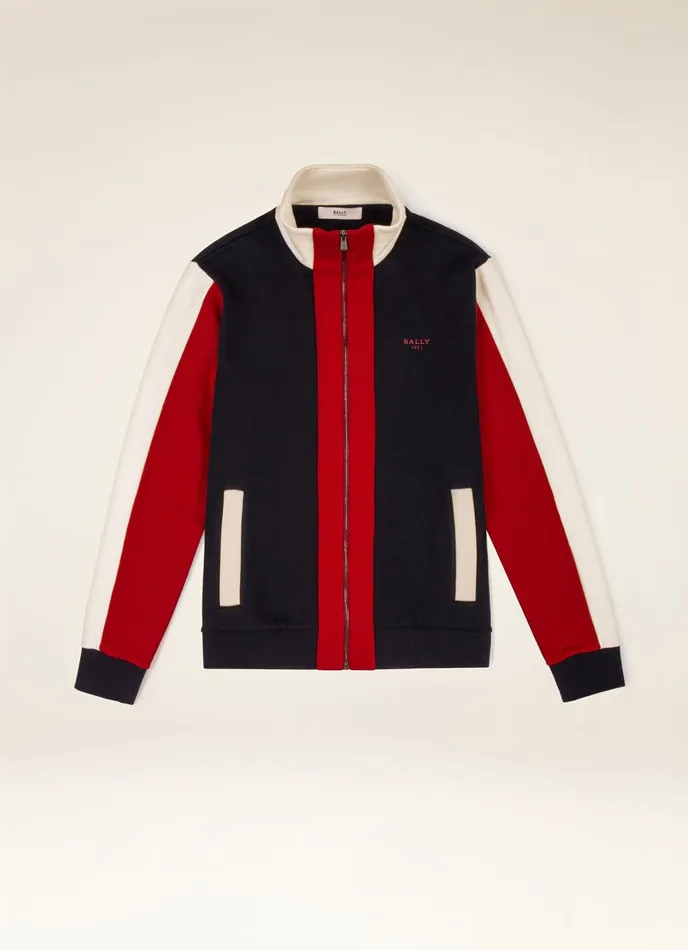 Men Bally Tracksuits Tracksuit Top 8211 Cotton Top In Navy and Bally Red