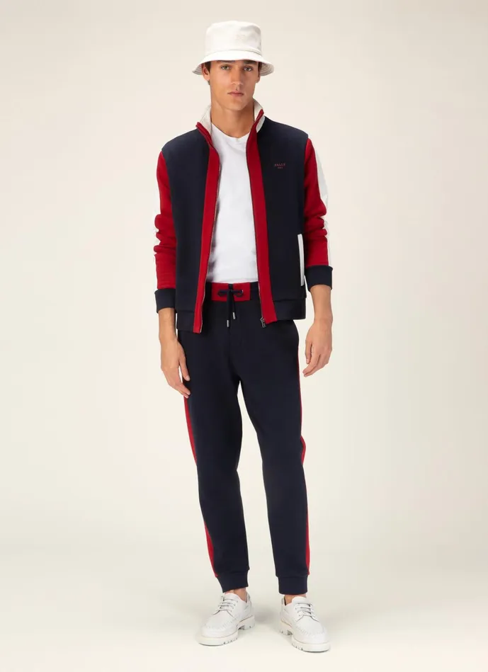 Men Bally Tracksuits Tracksuit Top 8211 Cotton Top In Navy and Bally Red