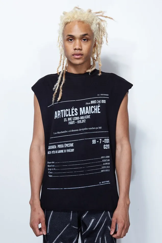 Men Black Receipt Print Vest Jaded London TShirts and Vests