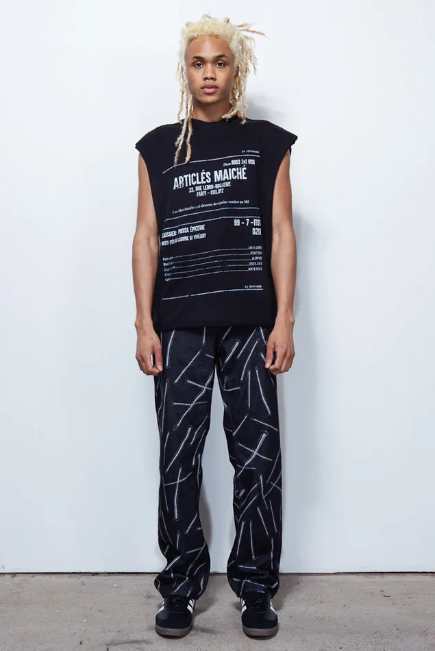 Men Black Receipt Print Vest Jaded London TShirts and Vests