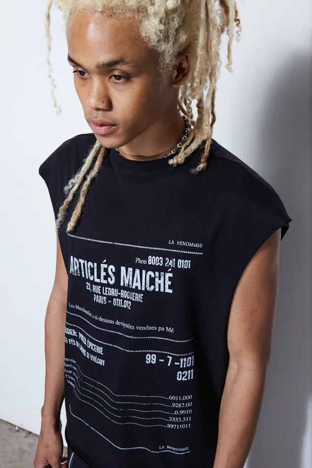 Men Black Receipt Print Vest Jaded London TShirts and Vests