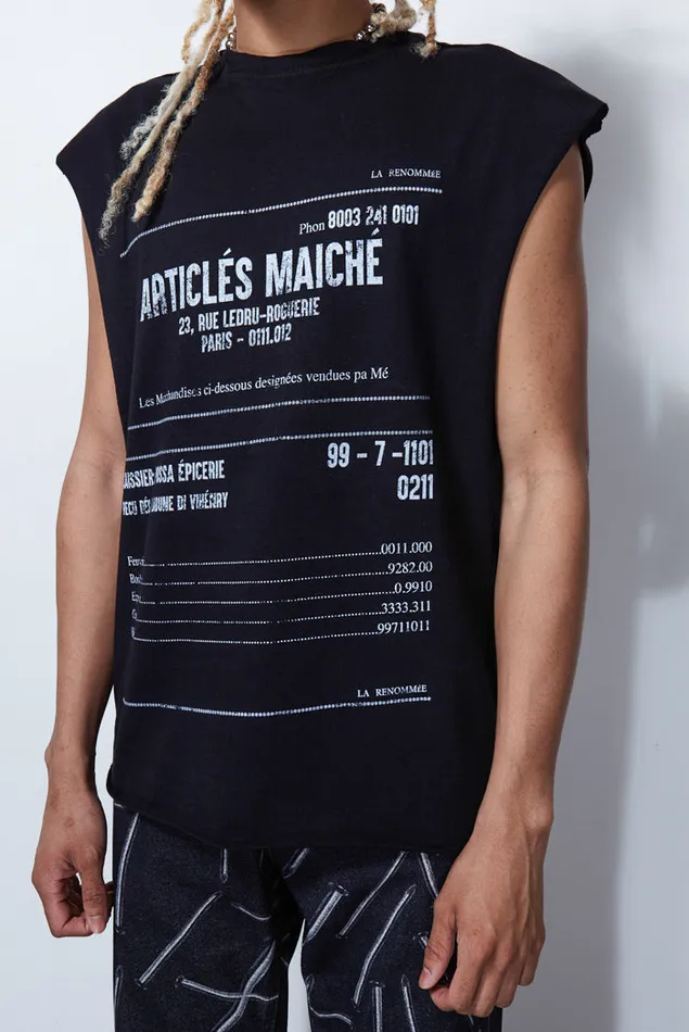 Men Black Receipt Print Vest Jaded London TShirts and Vests
