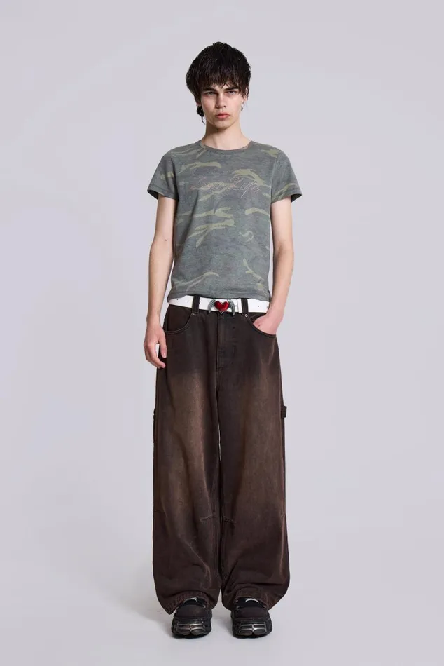 Men Brown Extreme Baggy Carpenter Jeans Jaded London Colossus Jeans