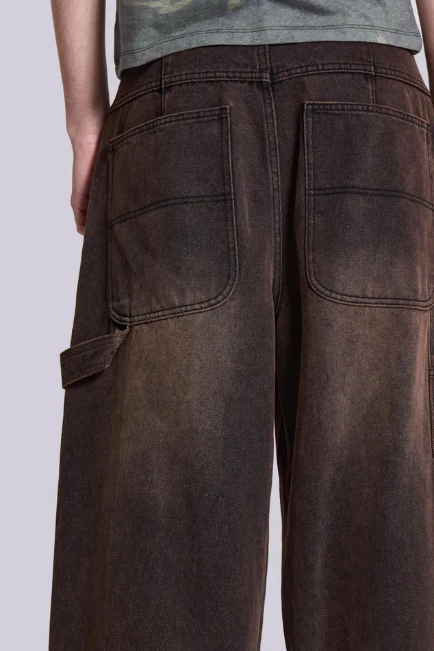 Men Brown Extreme Baggy Carpenter Jeans Jaded London Colossus Jeans