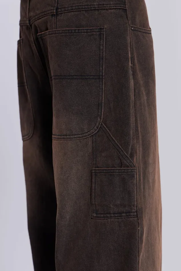 Men Brown Extreme Baggy Carpenter Jeans Jaded London Colossus Jeans
