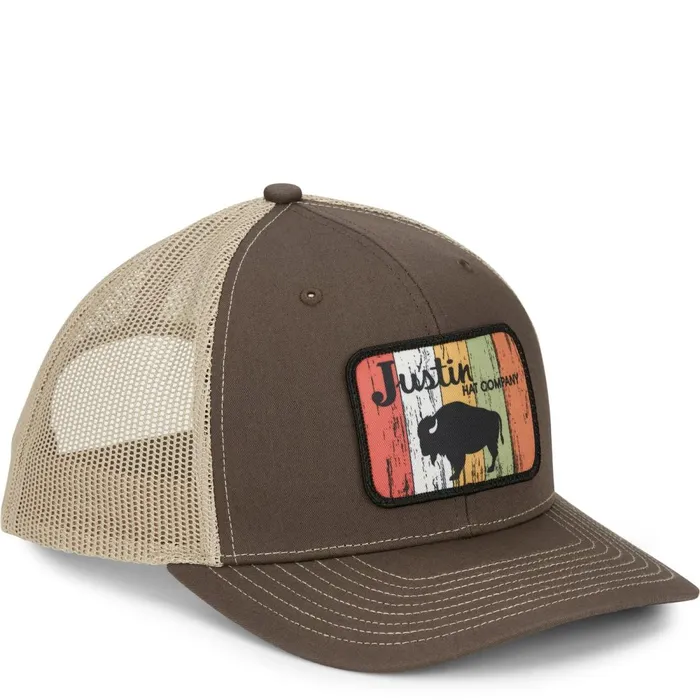MEN Buffalo Patch Cap Brown Justin Boots Hats and Caps