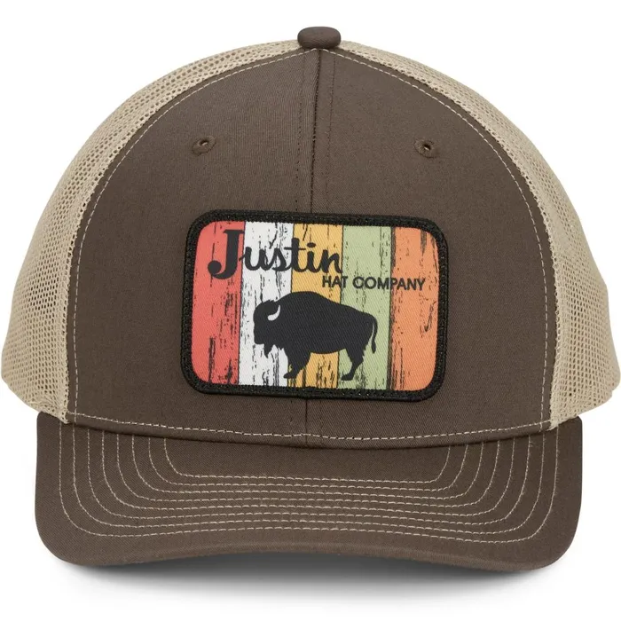 MEN Buffalo Patch Cap Brown Justin Boots Hats and Caps