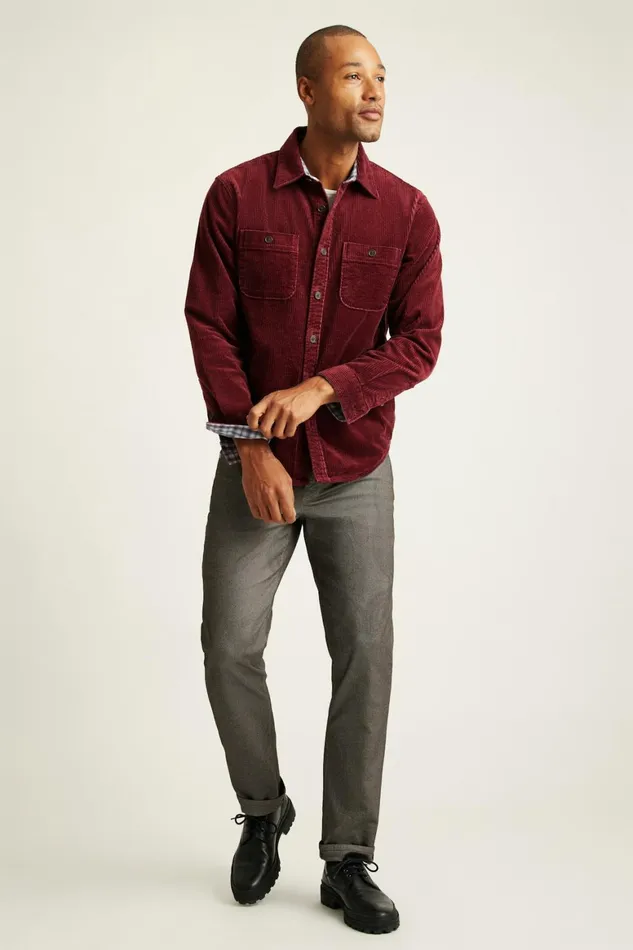 Men Corduroy Overshirt Port Wine Bonobos Casual Shirts