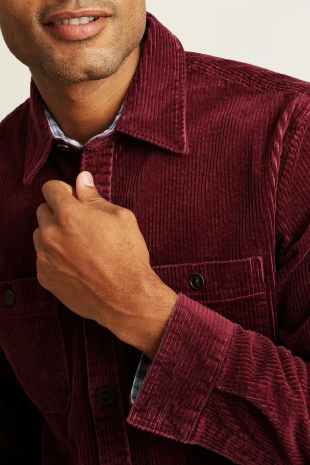 Men Corduroy Overshirt Port Wine Bonobos Casual Shirts