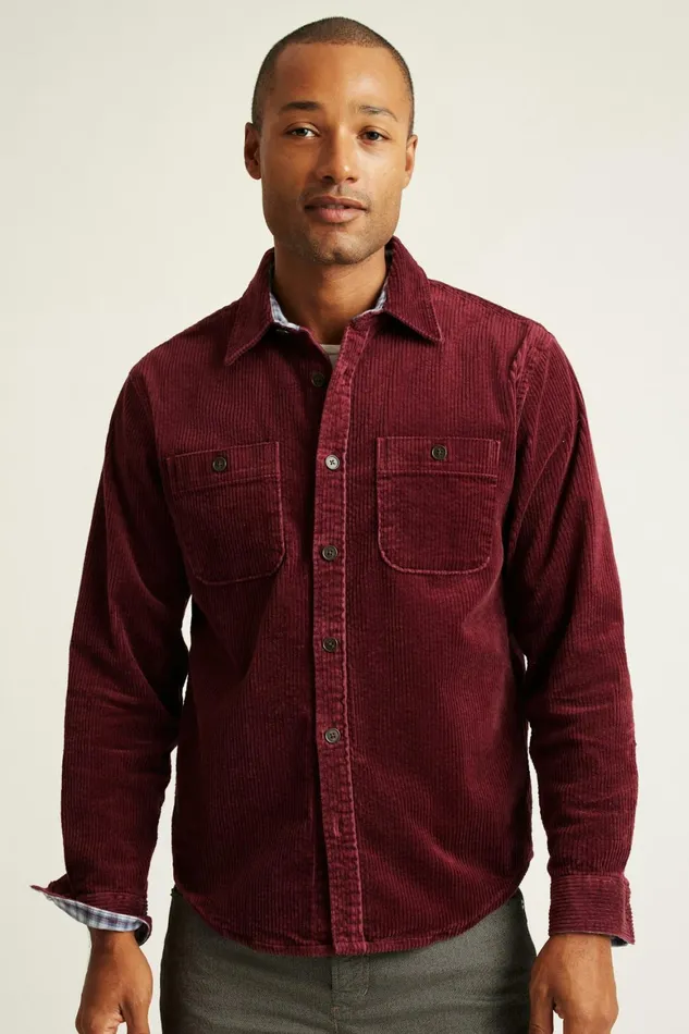 Men Corduroy Overshirt Port Wine Bonobos Casual Shirts