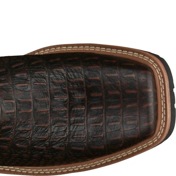 MEN Derrickman 12034 Comp Toe Brown Croc Print Justin Boots Work