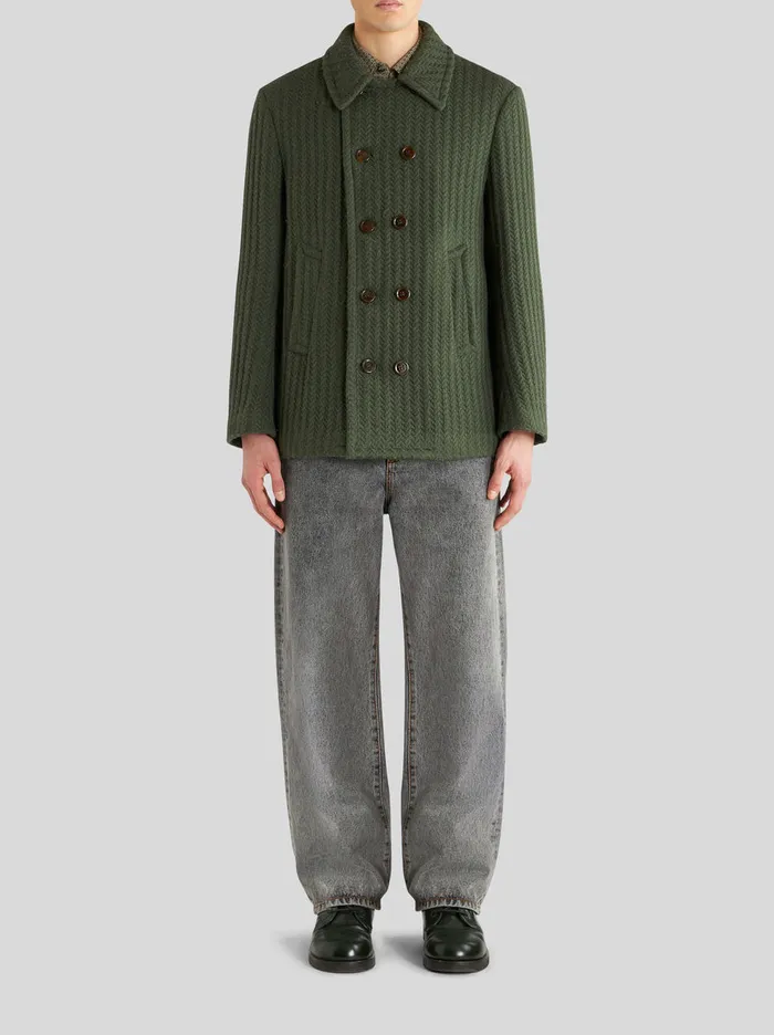 Men DoubleBreasted Sportswear Jacket With Herringbone Pattern Etro Coats And Outerwear