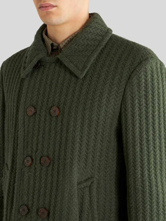 Men DoubleBreasted Sportswear Jacket With Herringbone Pattern Etro Coats And Outerwear