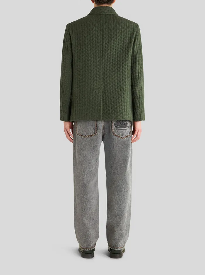 Men DoubleBreasted Sportswear Jacket With Herringbone Pattern Etro Coats And Outerwear